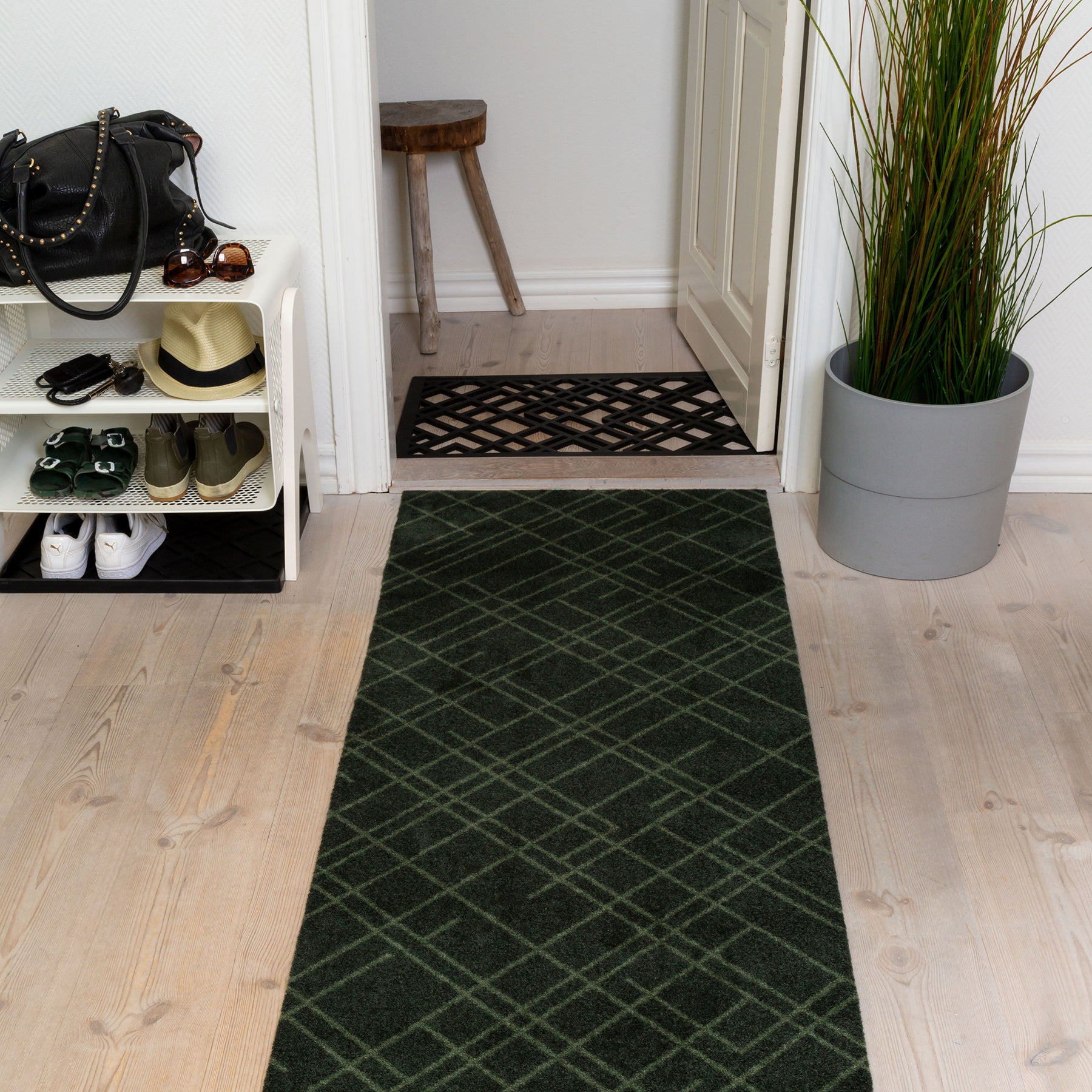 -50%  - FUßMATTE 67 x 200 CM LINES DARK GREEN