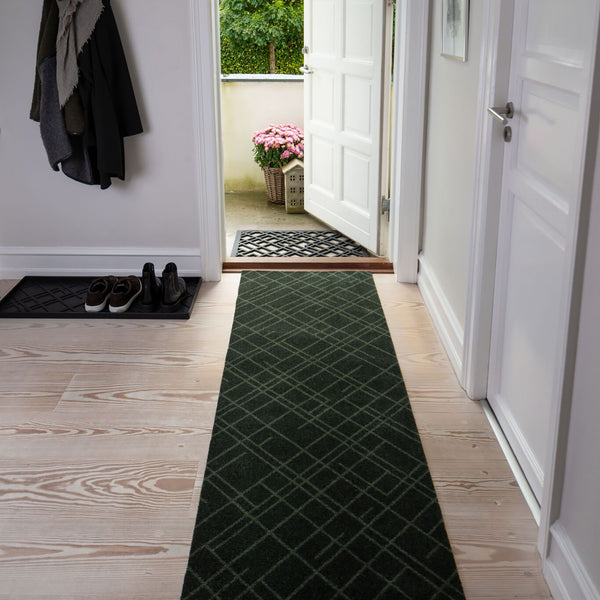 FUßMATTE 67 x 200 CM LINES DARK GREEN