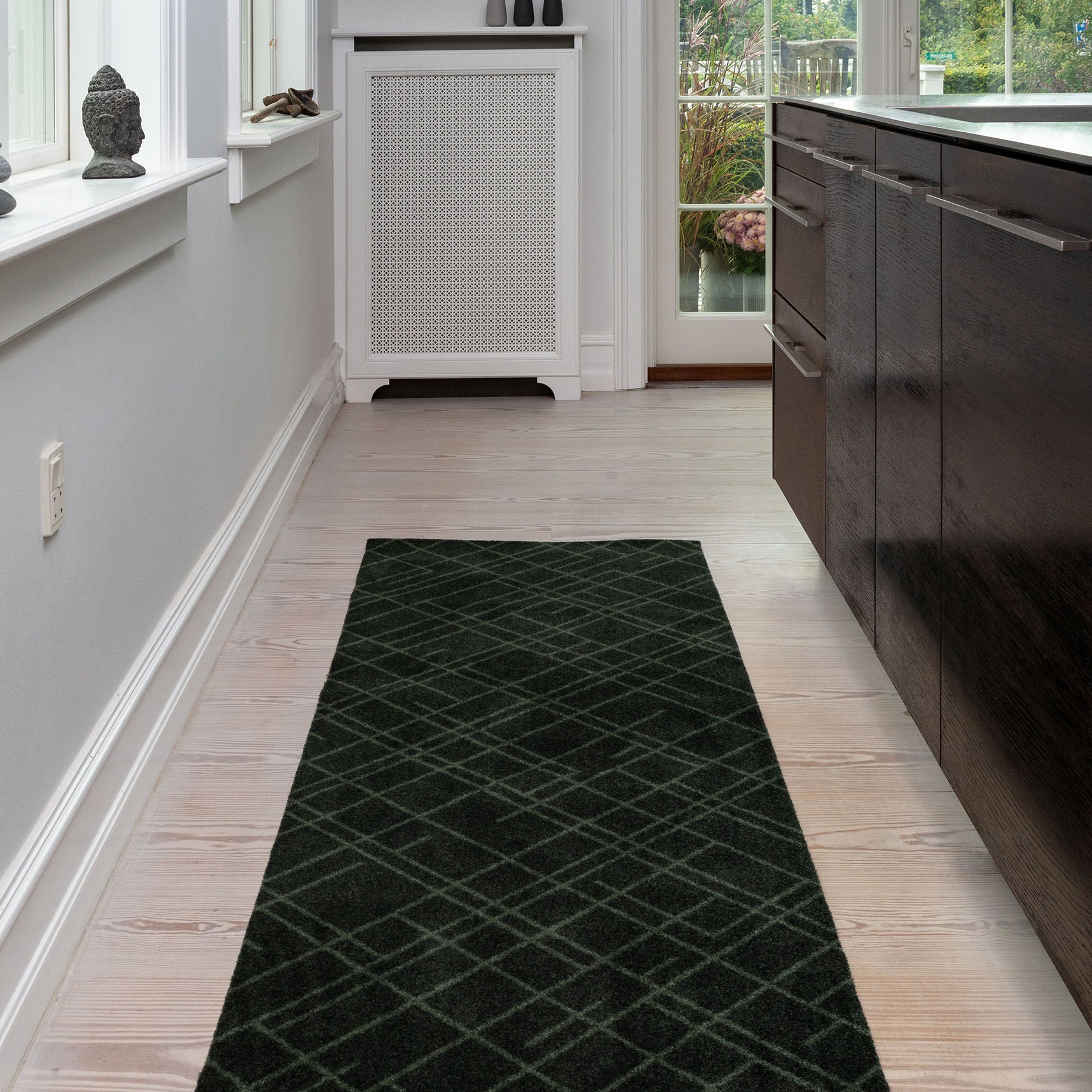 -50%  - FUßMATTE 67 x 200 CM LINES DARK GREEN