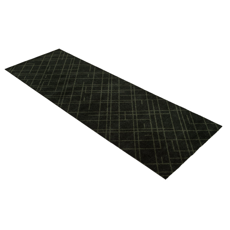 FUßMATTE 67 x 200 CM LINES DARK GREEN