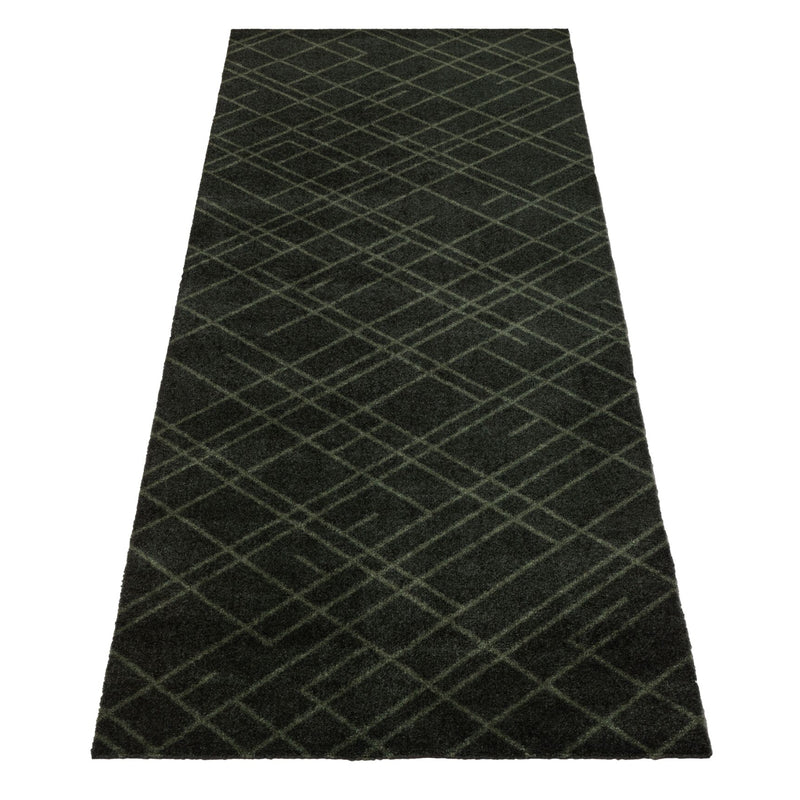 FUßMATTE 67 x 200 CM LINES DARK GREEN