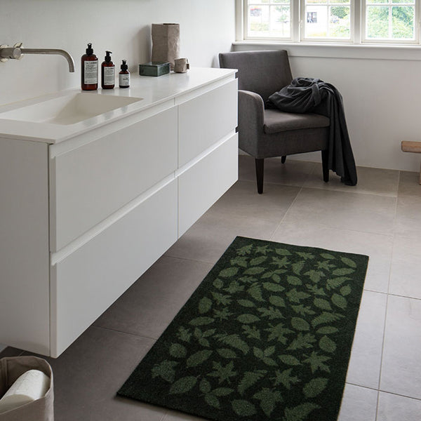 FUßMATTE 67 x 120 CM - LEAVES/DARK GREEN