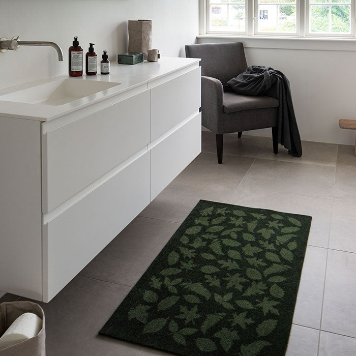 FUßMATTE 67 x 120 CM - LEAVES/DARK GREEN