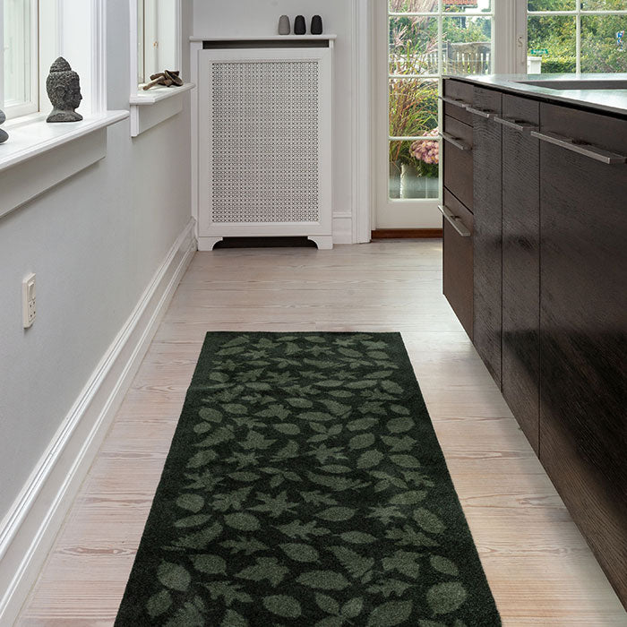 -50%  - FUßMATTE 67 x 200 CM - LEAVES DARK GREEN
