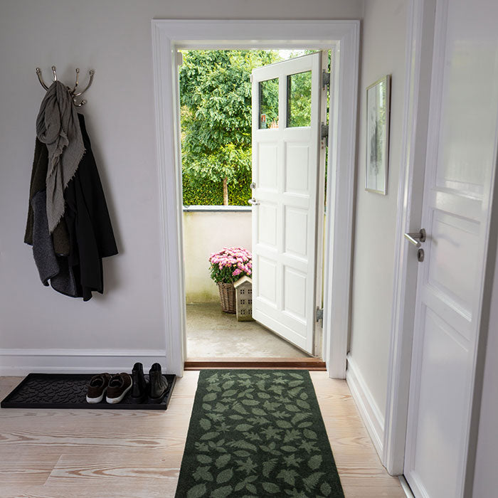 -50%  - FUßMATTE 67 x 200 CM - LEAVES DARK GREEN