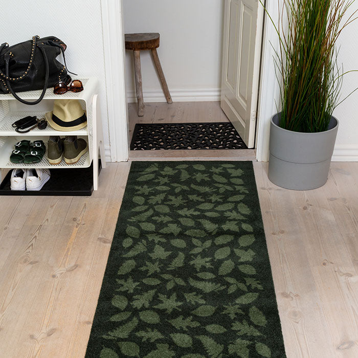 -50%  - FUßMATTE 67 x 200 CM - LEAVES DARK GREEN