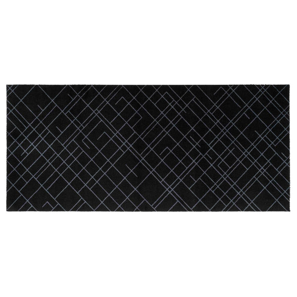 FUßMATTE 90 x 200 CM - LINES SCHWARZ/GRAU