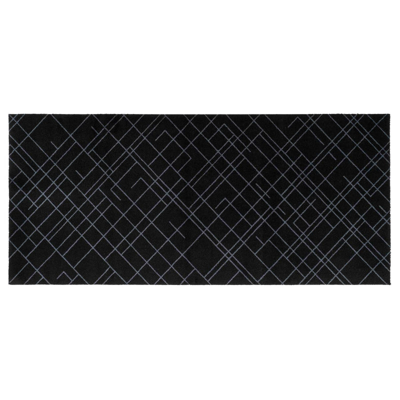 FUßMATTE 90 x 200 CM - LINES SCHWARZ/GRAU