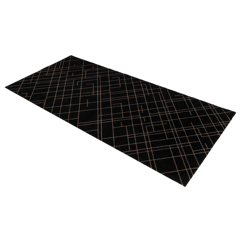 FUßMATTE 90 x 200 CM - LINES SCHWARZ/SAND