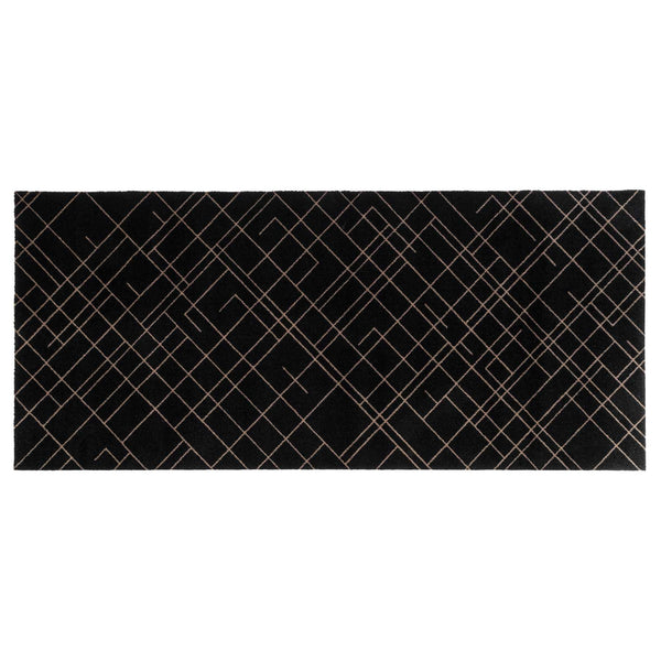 FUßMATTE 90 x 200 CM - LINES SCHWARZ/SAND