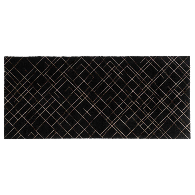 FUßMATTE 90 x 200 CM - LINES SCHWARZ/SAND
