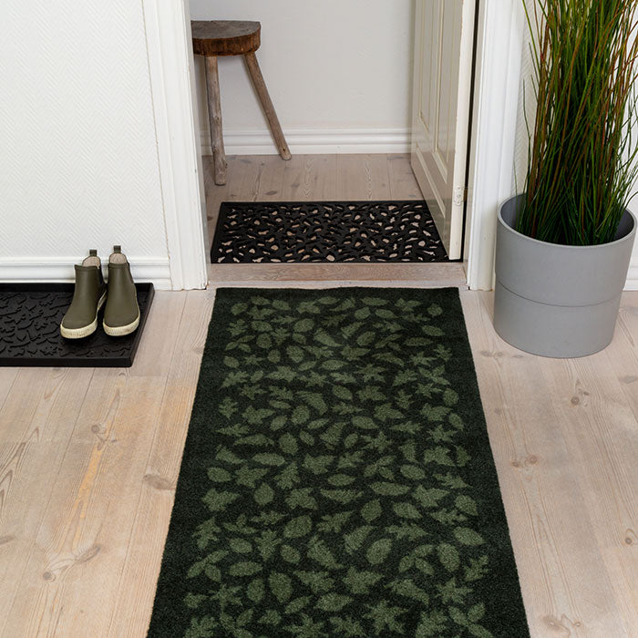 FUßMATTE 67 x 120 CM - LEAVES/DARK GREEN