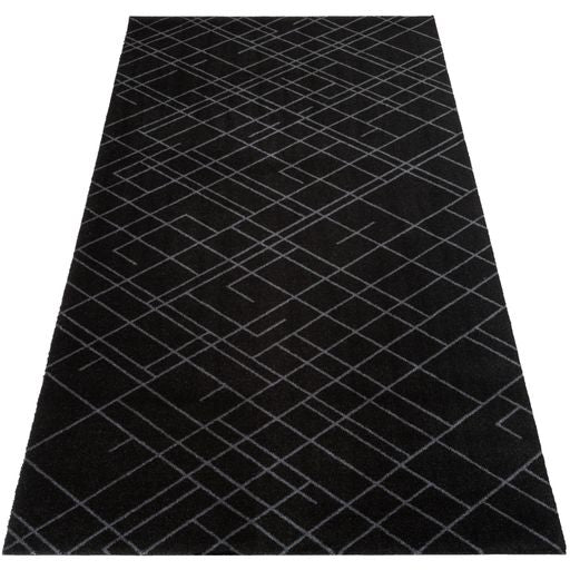 FUßMATTE 90 x 200 CM - LINES SCHWARZ/GRAU
