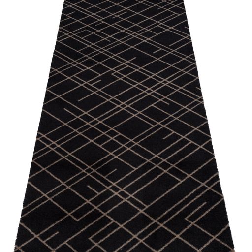 FUßMATTE 67 x 200 CM - LINES SCHWARZ/SAND